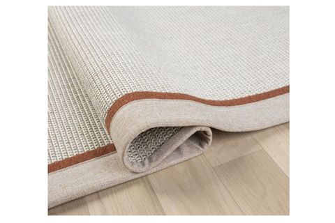 ÇİFT BORDÜRLÜ HASIR DOKULU SİSAL MAKİNE HALISI, KREM, 80X350