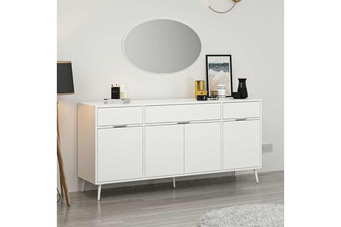 ELİNA AYAKLI KONSOL, AYNALI BEYAZ BEYAZ