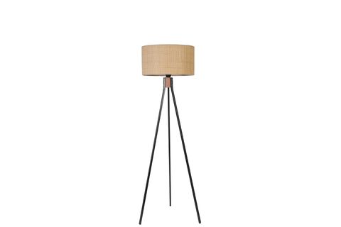 FISCO TRİPOD LAMBADER, SİYAH AYAK, SİLİNDİR HASIR RATTAN ABAJURLU