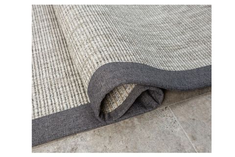 BORDÜRLÜ HASIR DOKULU SİSAL MAKİNE HALISI, GRİ, 120X450