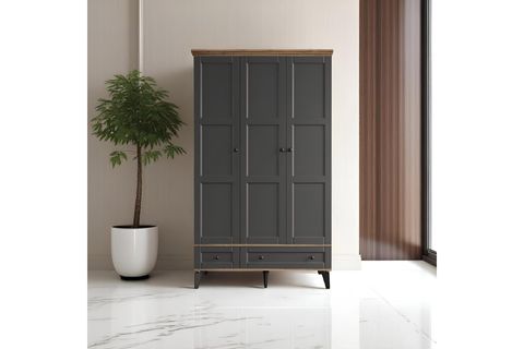 BEYZA GARDIROP, ANTRASİT, 3 KAPAKLI