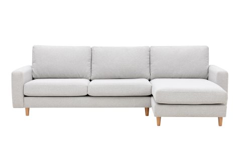 MERLİN MİNİ KÖŞE KOLTUK, NATUREL AYAK, İNCE KOL, RECYCLED KUMAŞ, AÇIK GRİ