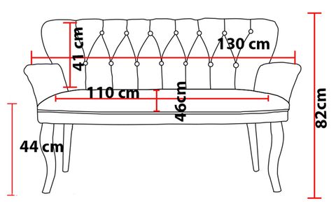 ARMENS KOLLU ÇAY SETİ İKİLİ KOLTUĞU, SİYAH AHŞAP AYAK, FÜME