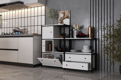 BKC ÇOK AMAÇLI DOLAP, 3 KATLI 2 ÇEKMECELİ, BEYAZ, ÇAD-1030