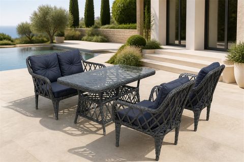 AHLAT MİNİ 4 KİŞİLİK RATTAN BALKON TAKIMI, ANTRASİT