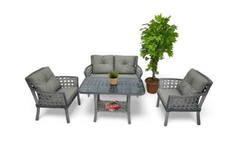 MOVA RATTAN İKİLİ BAHÇE MOBİLYASI, GRİ