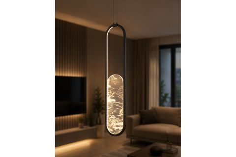 ÖZCAN AYDINLATMA ALABASTER TEKLİ SARKIT 70*20 SİYAH, 2869-2-19