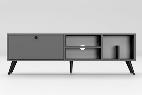 LENA KİTAPLIK BÖLÜMLÜ TV SEHPASI, ANTRASİT, 140 CM