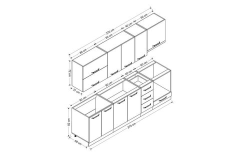 MİNAR DENİZ 270 CM MUTFAK DOLABI BEYAZ ANTRASİT 270-A8