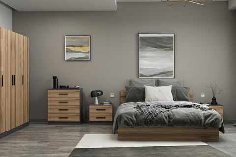 KALE190 YATAK ODASI TAKIMI, ANTRASİT DORE, 4 KAPAKLI, SET 20