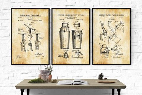 AHŞAP ÇERÇEVELİ VİNTAGE TABLO SETİ, BAR, 50X70