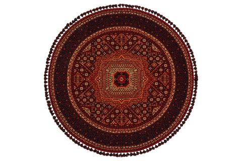 ZAGROS KIRMIZI 10 YUVARLAK ETNİK DESENLİ HALI, 120X120