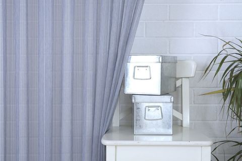 MASSARELLİ ÇİZGİLİ TÜL MAVİ PİLESİZ 100X260