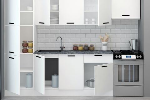 GÖCEK MELAMİN HAZIR MUTFAK DOLABI, BEYAZ, 280 CM