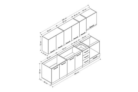 MİNAR ECE 280 CM MUTFAK DOLABI BEYAZ ANTRASİT 280-A11