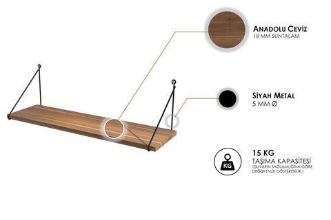 ARMONİ RAF SETİ 1 RAFLI 200X720 CEVİZ