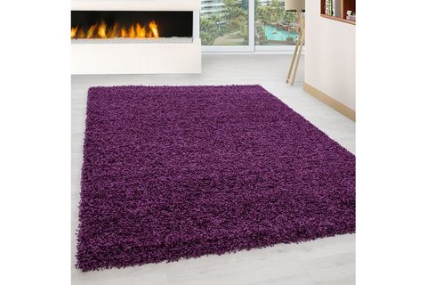 SHAGGY HALI TÜYLÜ, KARE, MOR, 200X200
