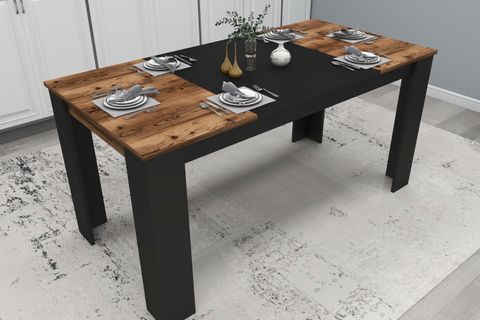 ARNETTİ LİNE MODERN TASARIM YEMEK MUTFAK MASASI CEVİZ, SİYAH - LİNE