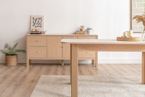 HAVEN AÇILIR YEMEK MASASI, MEŞE TRAVERTEN, 86X190