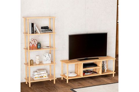 TİVO TELEVİZYON SEHPASI VE PİNA BEŞ RAFLI KİTAPLIK, ÇAM