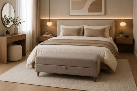 EVA SERİSİ SANDIKLI PUF, KREM