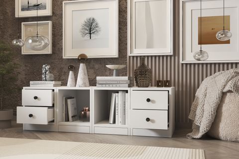 LEKSA ÇEKMECELİ RAFLI KİTAPLIK 130 CM BEYAZ KTP-1198-Ç