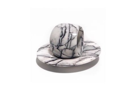 LUX&MARBLE PEONY KAHVE FİNCANI, BEYAZ MERMER