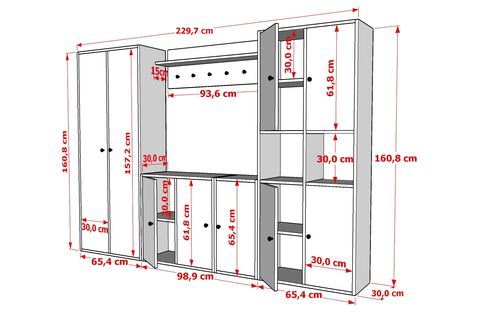 LEONARDO PORTMANTO VESTİYER 291, DOLAPLI, BEYAZ, 230 CM VST1015