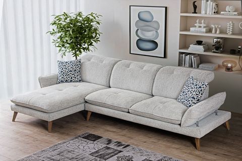 COSY KÖŞE KOLTUK, AHŞAP AYAK, SOL KÖŞE, AÇIK GRİ