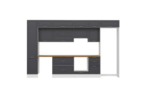 ALVİNKA 385X240 CM KLASİK MEBRAN MUTFAK DOLABI, MBB E90B45S50 1 MEBRAN ANTRASİT MDF