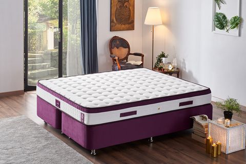 NİRON VİOLET BAZA BAŞLIK VE ORTA SERT YATAK SETİ, 160X200