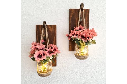 PEMBE BİÇME ÇİÇEKLİ İKİLİ DUVAR DEKORU