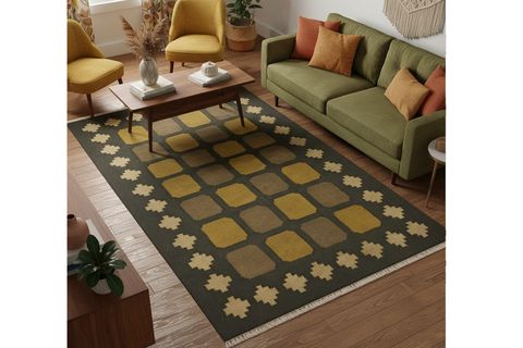 ANTRASİT GEOMETRİ DOKUMA TABAN HALI, 468 YNG, 150X230 CM