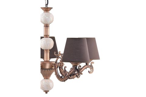 BEŞ KOLLU ZAMAK AVİZE KREM ÇİNİLİ KAHVERENGİ ŞAPKALI