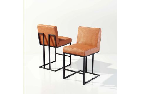 FRAME SİYAH METAL DERİ BAR SANDALYESİ