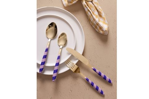 THE MİA JOY ÇATAL KAŞIK BIÇAK TAKIMI MOR GOLD 24 PARÇA