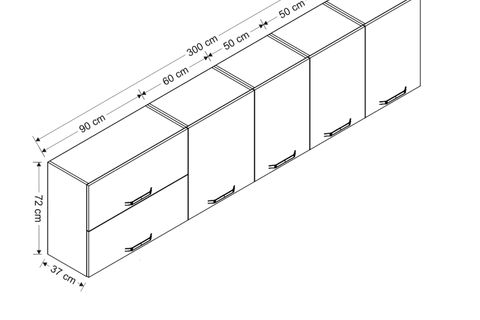 MİNAR 300 CM MUTFAK DOLABI BEYAZ 300-B1-ÜST MODÜL