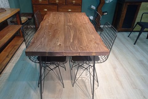 ALAÇATI FİRK DOĞAL AHŞAP YEMEK MASASI TAKIMI