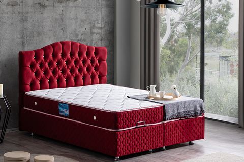 ZÜMRÜT NEW BAZA BAŞLIK VE ORTHOSOFT YATAK SETİ, BORDO, 120X200