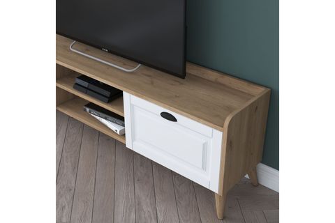 RANİ AYAKLI TV ÜNİTESİ AA101, MEMBRAN KAPAKLI, CEVİZ BEYAZ, 180 CM