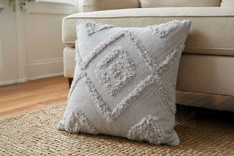 BOHEM DESENLİ PÜSKÜLLÜ PAMUK KIRLENT KILIFI, GRİ