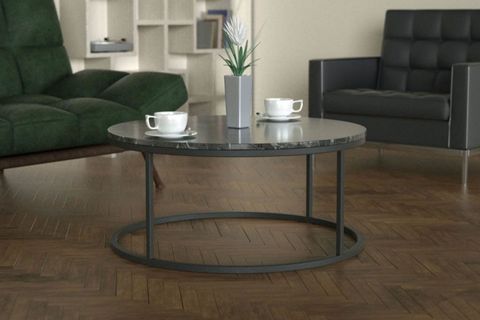 POTRİCA YUVARLAK ORTA SEHPA, SİYAH SİYAH MERMER