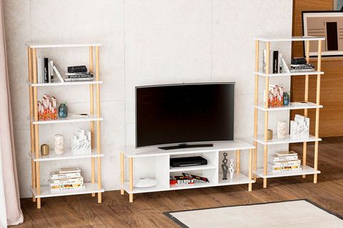 İNTERGO TV ÜNİTESİ 2 KİTAPLIKLI, BEYAZ