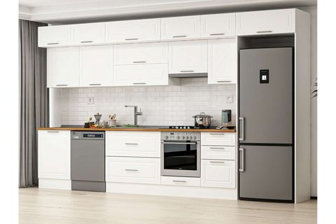 ALVİNKA 390X240 CM KLASİK MEBRAN MUTFAK DOLABI, MB E80S60S50 1 MEBRAN BEYAZ SUNTALAM