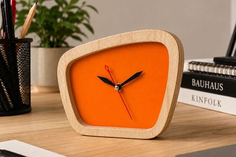WOODESK TEMPUS AHŞAP ÖZEL TASARIM MASA SAATİ, TURUNCU