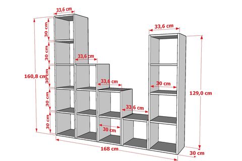 BKCONCEPT RAFLI BASAMAKLI KİTAPLIK, 170 CM, BEYAZ, KTP-1223