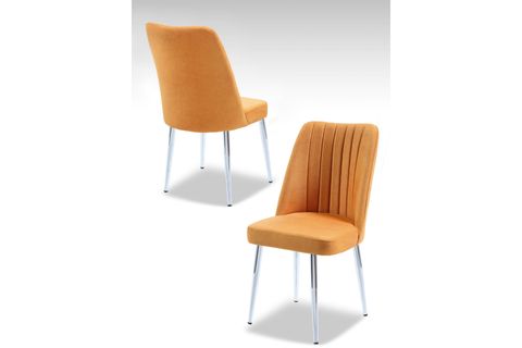 VENTO METAL SANDALYE, KROM AYAK, JERİKA SARI