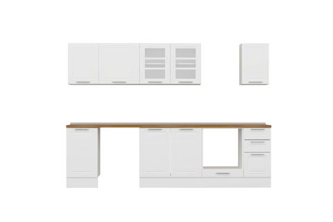 ALVİNKA 285X210 CM KLASİK MEBRAN MUTFAK DOLABI, M E80S45S40 3 MEBRAN BEYAZ SUNTALAM