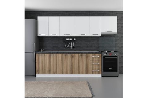 MİNAR LOTUS 290 CM MUTFAK DOLABI BEYAZ DORE 290-D4