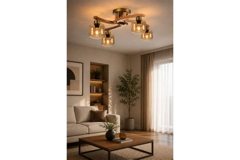 WESTON DÖRTLÜ NATUREL BAL CAMLI PLOFONYER AVİZE